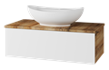 Тумба под раковину Misty Ива 90 подвесная (белая, дуб вотан) П-Ива-01090-951Я
