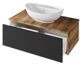 Тумба под раковину Misty Ива 90 подвесная (графит, дуб вотан) П-Ива-01090-481Я