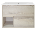 Дунай - 75 Тумба подвесная с 2 ящиками и нишей (цвет Дуб белый) / раковина УТ000010530