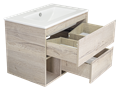 Дунай - 75 Тумба подвесная с 2 ящиками и нишей (цвет Дуб белый) / раковина УТ000010530