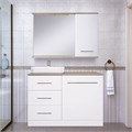 Респект -110 Тумба с 3 ящ. под стиральную машину левая (белая ПВХ/Дуб Тиссано) + раковина УТ000010570