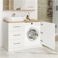 Респект -120 Тумба с 3 ящ. под стиральную машину левая (белая ПВХ/Дуб Тиссано) + раковина УТ000010571