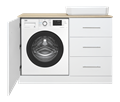 Респект -120 Тумба с 3 ящ. под стиральную машину правая (белая ПВХ/Дуб Тиссано) + раковина УТ000010572