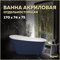 Ванна акриловая 170x74 отдельностоящая Teymi Solli синяя матовая T130109 1207355 - фото 180111