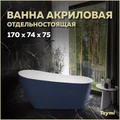 Ванна акриловая 170x74 отдельностоящая Teymi Solli синяя матовая T130109 1207355