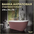 Ванна акриловая 170x74 отдельностоящая Teymi Solli розовая матовая T130108 1207354