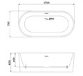 Ванна акриловая 170х75 отдельностоящая Teymi Lina Pro белая T130203 1224493