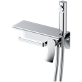 Смеситель с гигиенической лейкой, полочкой и держателем туалетной бумаги HAIBA хром (HB55553) HB55553