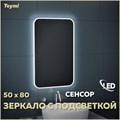 Зеркало настенное с подсветкой в ванную Teymi Solli 50х80 LED сенсор на взмах T20202IR 1190405 - фото 190023
