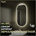 Зеркало настенное с подсветкой в ванную Teymi Iva 45х90 LED сенсор антипар T20601SA 1176106
