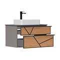 Тумба EQUIL Ferro 80 подвесная 2 ящ. лен антрацит/дуб мадера (под раковину 78531) tpFERRO80.2Y-11