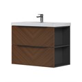 Тумба EQUIL Forest 80 подвесная 2 ящ. орех/графит (под раковину 9080TL) tpFOREST80.2Y-31 - фото 192223
