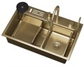 Кухонная мойка многофункц. DQ нерж.сталь матовое золото в комплекте со смесителем и аксессуарами (DKS754607) DKS754607
