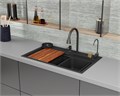 Кухонная мойка многофункц. DQ нерж.сталь темный графит в комплекте со смесителем и аксессуарами (DKS754605) DKS754605