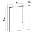 Зеркальный шкаф Runo  Стокгольм 70 (00-00001127) 00-00001127
