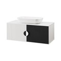 RICHARD -105 Тумба подвесная 2 дв. белый/черный / столешница / раковина УТ000014136