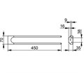 KEUCO MOLL Полотенцедержатель, двойной, неповоротный, 450 мм, арт. 12718250000 латунь шлифованная 12718250000