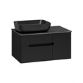 Роял - 80 Тумба подвесная с 2 ящ. черный + столешница + раковина УТ000014975