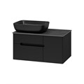 Роял - 80 Тумба подвесная с 2 ящ. черный + столешница + раковина УТ000014975