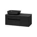 Роял -100 Тумба подвесная с 2 ящ. черный + столешница + раковина УТ000014976
