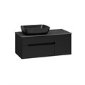 Роял -100 Тумба подвесная с 2 ящ. черный + столешница + раковина УТ000014976