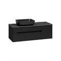 Роял -120 Тумба подвесная с 2 ящ. черный + столешница + раковина УТ000014977