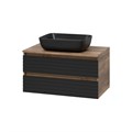 DAKOTA - 80 Тумба подвесная 2 ящ.  (ДСП (Дуб Гал. Черный кварц) + раковина УТ000015015