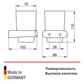 Стакан для зубных щеток Keuco ELEGANCE 11650019000 в комплекте с держателем, подвесной, хрусталь матовый/хром 11650019000