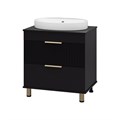 ENFIDA - 70 Тумба напольная 2 ящ. черная мат. эмаль + раковина УТ000015616