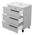 Ненси - 70 Тумба напольная  3 ящ. серая мат. эмаль + раковина УТ000015706