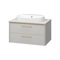 ELCHE - 80 Тумба подвесная с 2 ящ. сер.кашемир (эмаль) + раковина УТ000022432