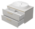 ELCHE - 80 Тумба подвесная с 2 ящ. сер.кашемир (эмаль) + раковина УТ000022432