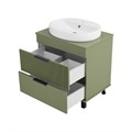 ENFIDA - 70 Тумба напольная 2 ящ. зеленая мат. эмаль + раковина УТ000022839