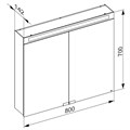 Зеркальный шкаф KEUCO Royal E-One, 44302171301, 800x700x141 мм, к.: алюминий серебряный анодированный/зеркало 44302171301
