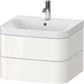 Раковина Duravit Happy D.2 Plus HP4345O2222, 57,5 см, с подвесной тумбой с двумя ящиками, с переливом, с площадкой под смеситель, с нажимным выпуском, включая малогабаритный сифон, белый глянец HP4345O2222 - фото 201860