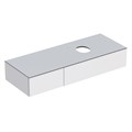Шкафчик для накладной раковины Geberit VariForm, с двумя выдвижными ящиками, полкой и сифоном: B=135см, H=23.5см, T=51см, белый / лакированный глянцевый, белый / матовый 501.177.00.1 501.177.00.1 - фото 202583