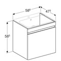 Geberit Renova Plan Шкафчик под раковину Slim, с одним выдвижным ящиком и одним внутренним выдвижным ящиком, 58.8х58.5 см, белый глянец 869560000 869560000
