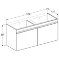 Geberit Renova Plan Шкафчик для двойной раковины Slim, с двумя выдвижными ящиками и двумя внутренними выдвижными ящиками, 129х58.5 см, светлый вяз 869532000 869532000