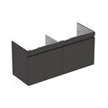 Geberit Renova Plan Шкафчик для двойной раковины Slim, с двумя выдвижными ящиками и двумя внутренними выдвижными ящиками, 129х58.5 см, темно-серый матовый 869531000 869531000 - фото 203143