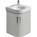 Geberit Renova Compact Шкафчик под раковину угловой, 690х604 мм, длина стороны 482 мм, корпус светло-серый матовый, фасад светло-серый глянец 862151000 862151000 - фото 203323