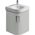 Geberit Renova Compact Шкафчик под раковину угловой, 690х604 мм, длина стороны 482 мм, корпус светло-серый матовый, фасад светло-серый глянец 862151000 862151000