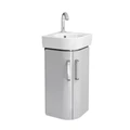 Geberit Renova Compact Шкафчик под раковину угловой, 425х604 мм, длина стороны 305 мм, корпус светло-серый матовый, фасад светло-серый глянец 862133000 862133000