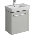 Geberit Renova Compact Шкафчик под раковину, 590х604х222 мм, с держателем для полотенец справа, корпус светло-серый матовый, фасад светло-серый глянец 862066000 862066000