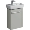Geberit Renova Compact Шкафчик под раковину, 448х604х222 мм, с держателем для полотенец справа, корпус светло-серый матовый, фасад светло-серый глянец 862051000 862051000