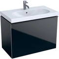Geberit Acanto Шкафчик под раковину Compact, 740 x 535 x 416 мм, фронтальная часть: черное стеклокорпус: черный матовый — лакированный 500.615.16.1 500.615.16.1