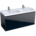 Geberit Acanto Шкафчик для двойной раковины 1190 x 535 x 476 мм, фронтальная часть: черное стеклокорпус: черный матовый — лакированный 500.613.16.1 500.613.16.1 - фото 203883