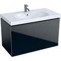 Geberit Acanto Шкафчик под раковину 890 x 535 x 476 мм, фронтальная часть: черное стеклокорпус: черный матовый — лакированный 500.612.16.1 500.612.16.1 - фото 203909
