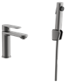 Смеситель для раковины BELZ с гигиенической лейкой оружейная сталь (B12713-3) B12713-3