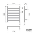 Полотенцесушитель электрический Fixsen TECHNO 600х500 хром (FX-7300) FX-7300