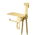 Смеситель Raglo с гигиеническим душем встраиваемый с полкой и держателем бумаги, сатин золотой (R51.55.03) R51.55.03